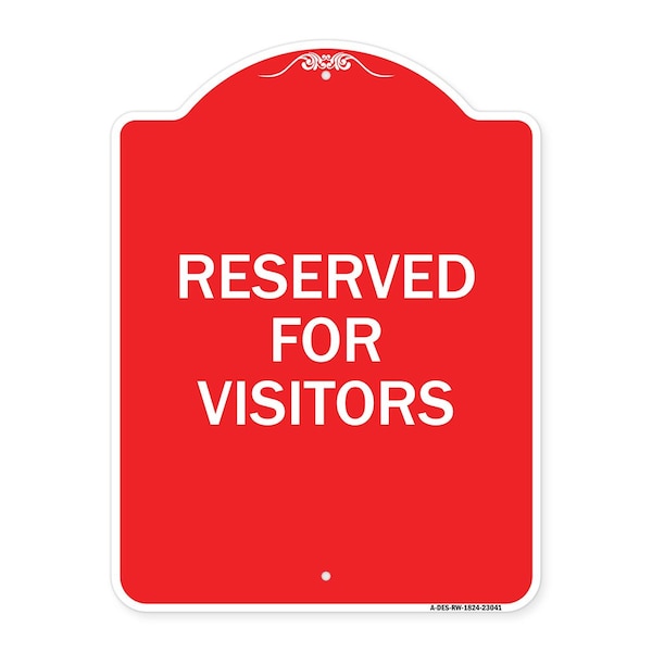Reserved Parking Sign Reserved Parking for Visitors, Red & White Alum Sign, 18" x 24", RW-1824-23041